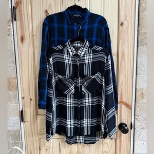2- Express buttondown long sleeve light dress flannel shirt tag is XS fits as S